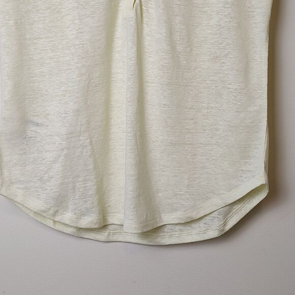 Ann Taylor Peter Pan Lace Collar Linen Top Semi Sheer Light Yellow Size M NWT - Picture 5 of 10